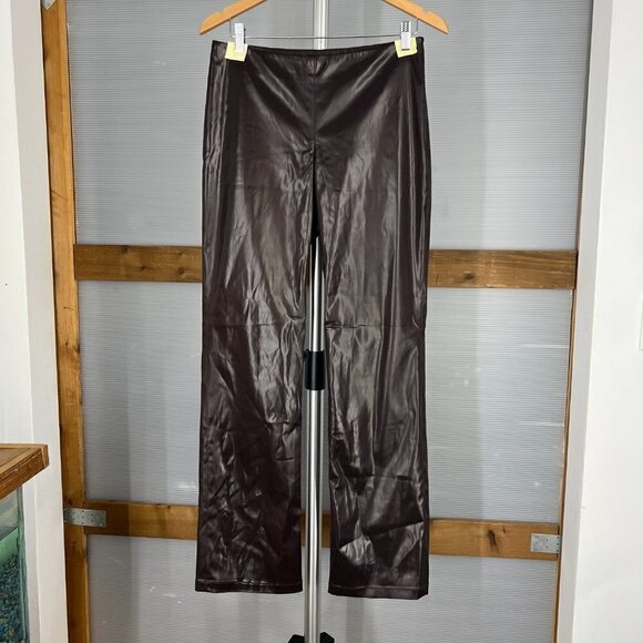 Misura by Joeffer Caoc Brown Faux Leather Lightly Flared Pant‎ Sz 8 - Picture 1 of 16